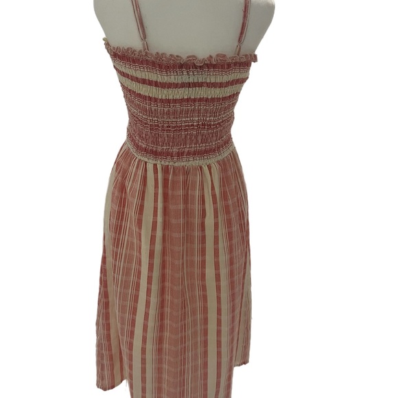 Angie Women's Cotton Smocked Spaghetti Strap A-Line Striped Midi Dress Sz Small - Picture 3 of 3